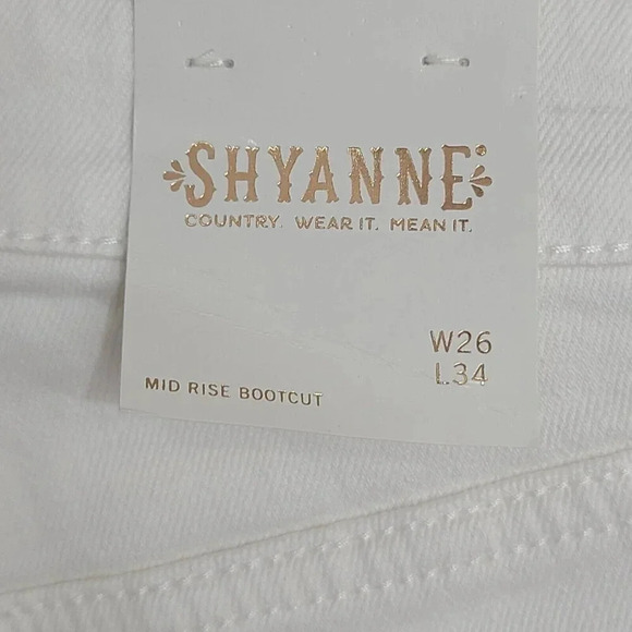 Shyanne Mid Rise Bootcut Jeans Women's 26 Off White Flare Western Cowgirl New - Picture 8 of 10